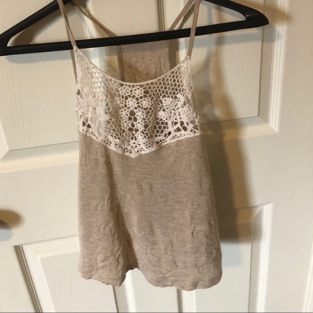 White and tan tank top